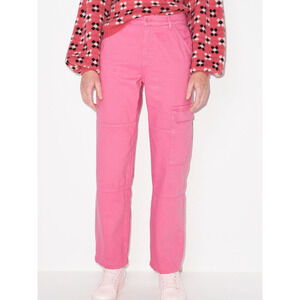 Reformation Bailey High Rise Cargo Pocket Relaxed Utility Pants Candy Pink 28